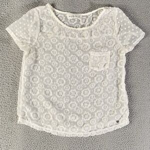 Abercrombie & Fitch Top Women XS White Sheer Velvet Burnout Y2K Fairy Ethereal